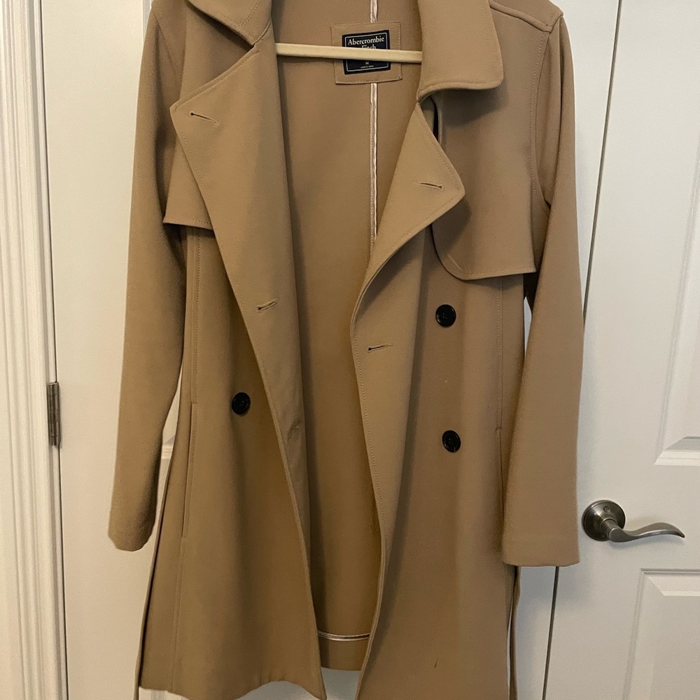 Abercrombie Drapey Trench Coat in Tan